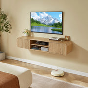 Mobile TV sospeso 160 cm naturale con vani aperti e passacavi