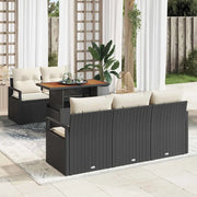 Set Divano da Giardino con cuscino 6 pcs Nero e crema 3349648
