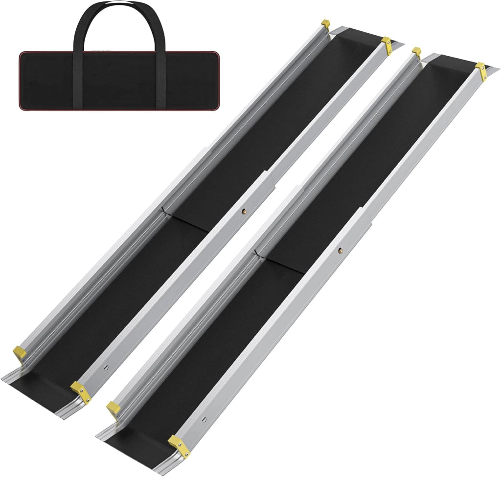 2X Rampa Telescopica per Sedie a Rotelle 107-183 cm in Alluminio, Rampa per Sedie a Rotelle, Capacità di Carico 300 kg, Rampa Telescopica, Rampa di Carico, Regolabile, Portatile per Sedie a