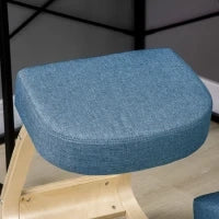 Sedia Ergonomica con Inginocchiatoio in Legno di Betulla e Cuscino, 51x69x58cm, Blu