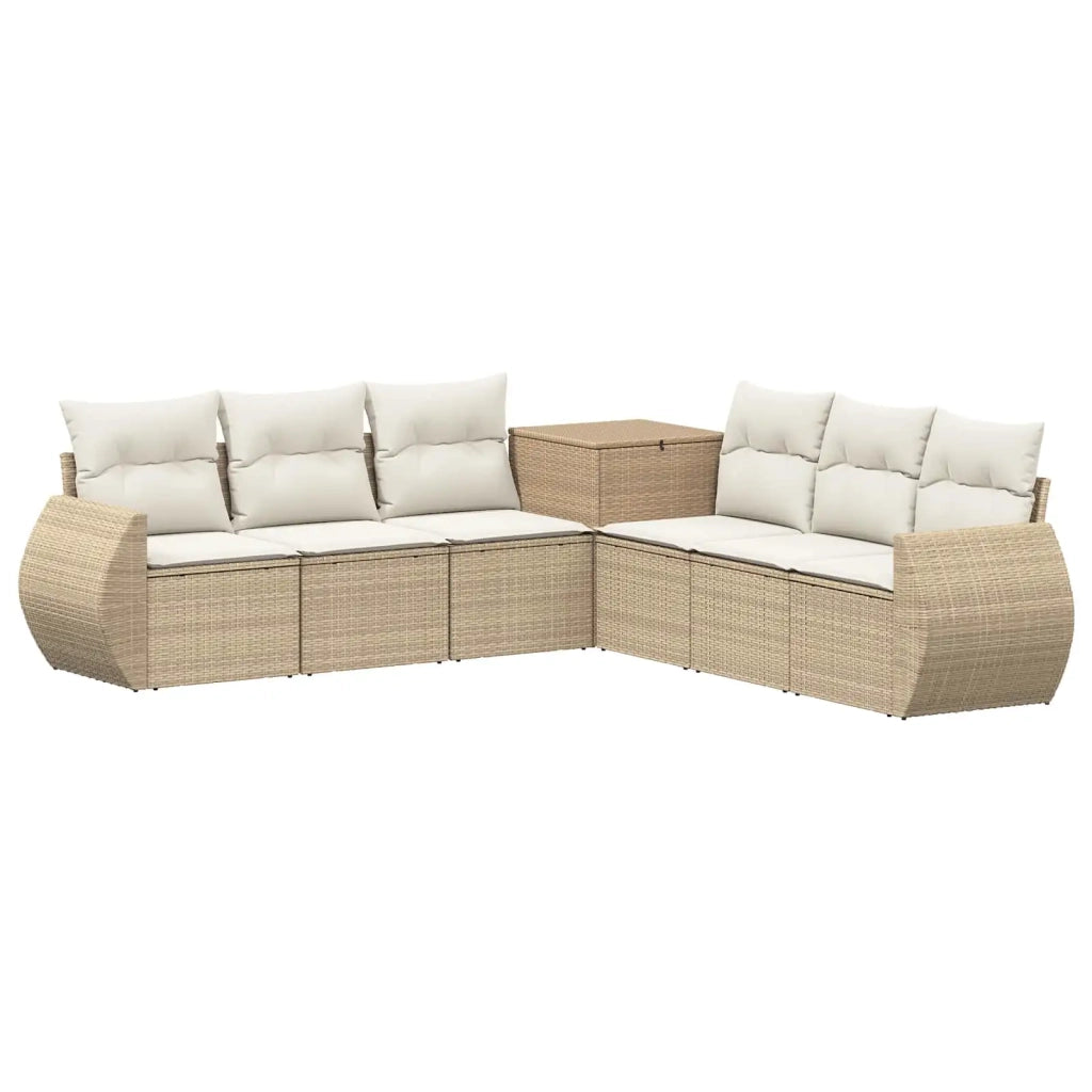 Set di divani 7 pz Beige e Bianco Crema 3448828