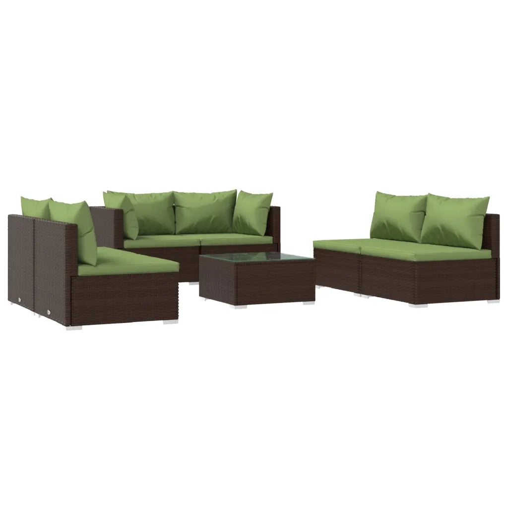 Set Divani da Giardino 7 pz con Cuscini in Polyrattan Marrone 3102228