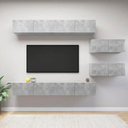 Set di Mobili Porta TV 6 pz Grigio Cemento in Legno Multistrato 3079148