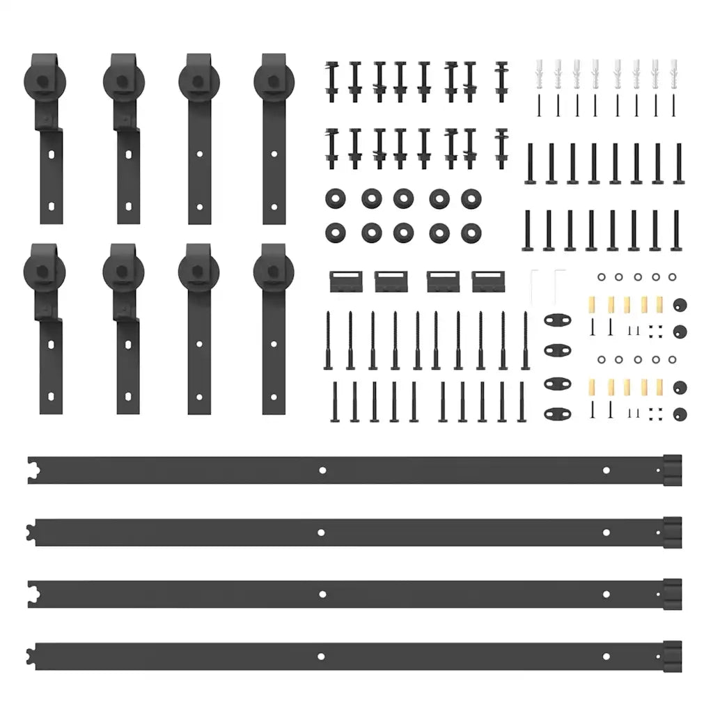 Kit di Binari per Porte Scorrevoli 366 cm Acciaio Nero CFW1419320