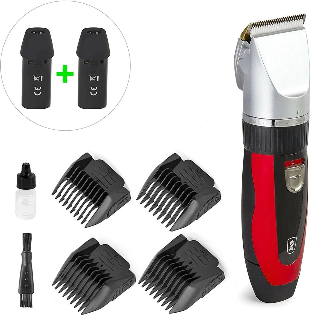 TAGLIA CAPELLI RASOIO BARBA 2 BATTERIE RICARICABILE LAMA CERAMICA RFC-208