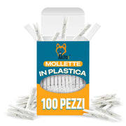 Mollette Bucato Akitaink 100 Pezzi Plastica Bianche Robuste