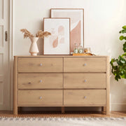 Cassettiera con 6 cassetti e guide in metallo, per soggiorno e camera da letto, in truciolare rovere, 120 × 40 × 80 cm