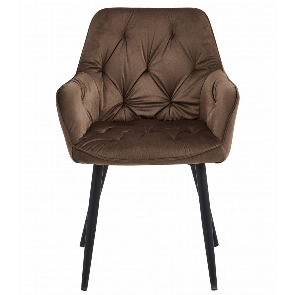 Sedia Jork in velluto marrone con gambe in metallo nero