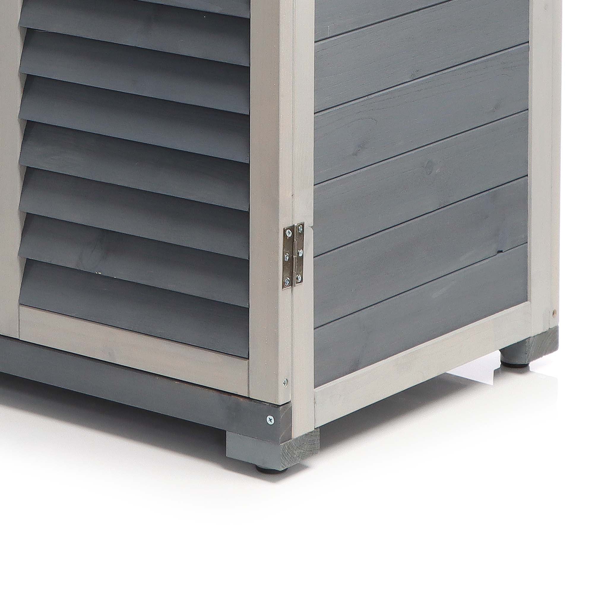 Armadietto grigio da esterno con piano di lavoro per giradinaggio, Mobile da giardino