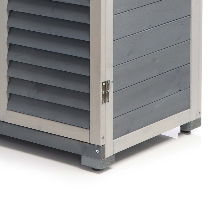 Armadietto grigio da esterno con piano di lavoro per giradinaggio, Mobile da giardino