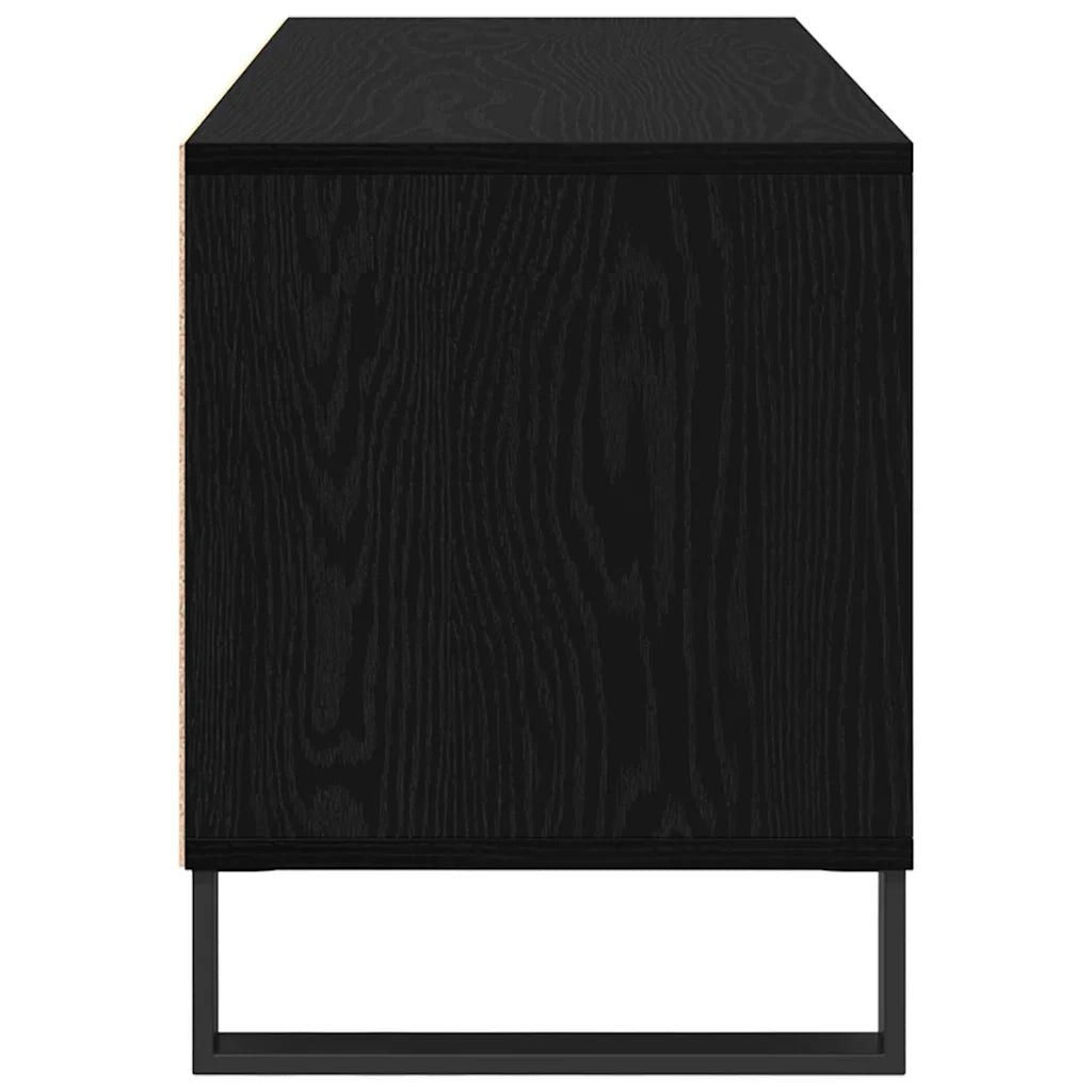 Mobile porta TV rettangolare moderno con cassetto e ripiano 100 x 34,5 x 44,5 cm in legno di rovere nero 02_0052747