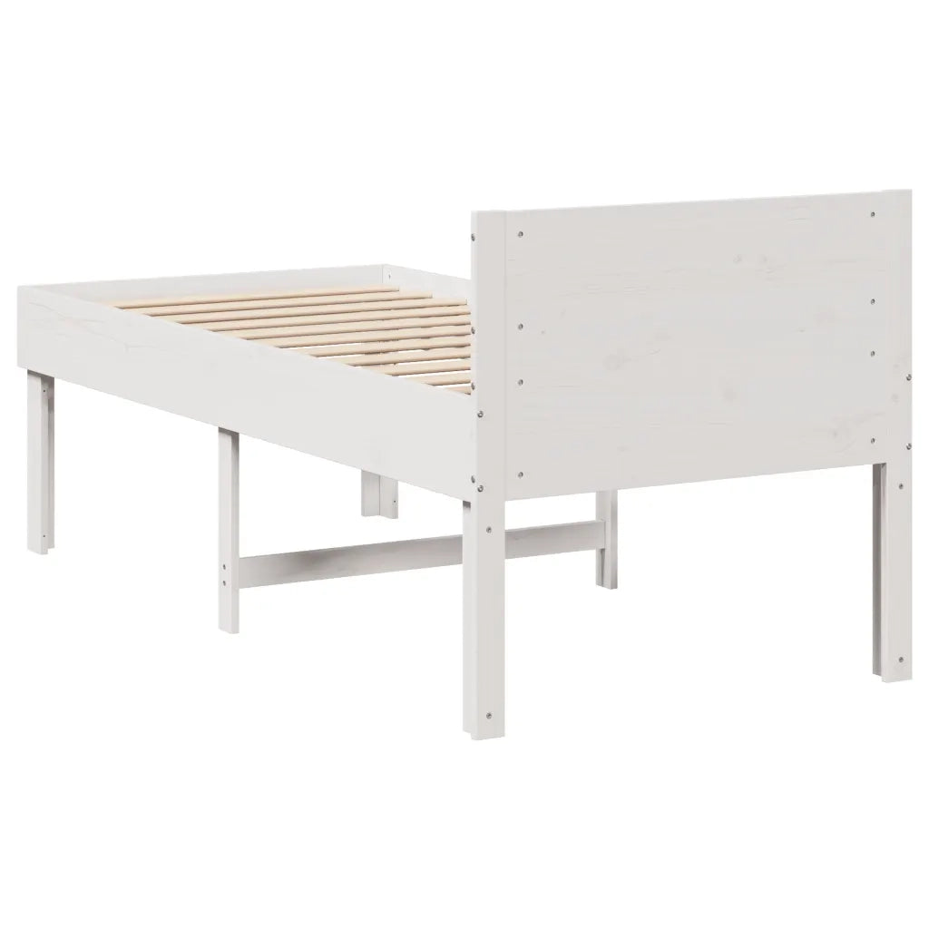 vidaXL Letto senza Materasso Bianco 75x190 in Legno Massello di Pino