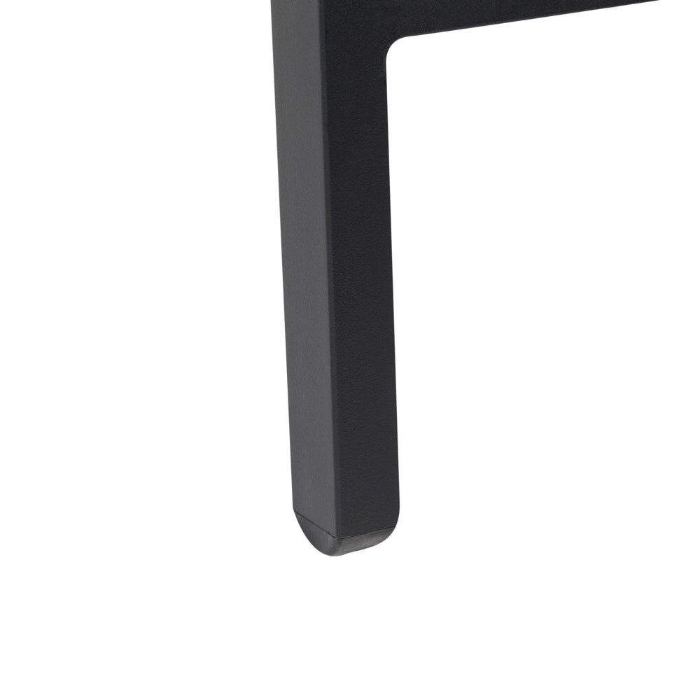 Sedia da giardino Sedile in textilene nero Schienale in metallo con poggiapiedi Design moderno per esterni