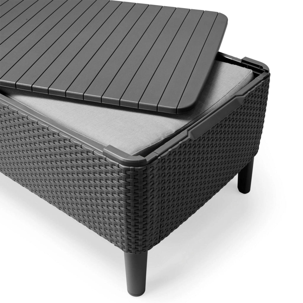 Set salotto da esterno Whitby, Salottino outdoor, Set da balcone o giardino, Composizione soggiorno per esterni, 133x67 h76 cm, Antracite