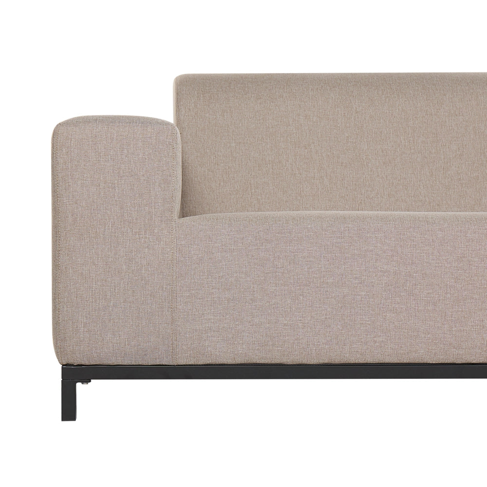 Divano da giardino Tessuto beige Gambe in alluminio Nero Tappezzeria per interni Mobili per esterni Resistente agli agenti atmosferici