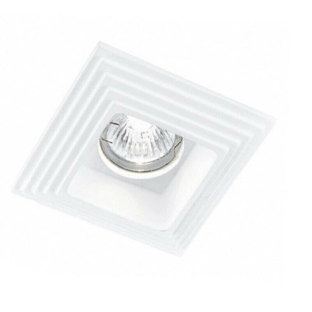 Trade Shop - Portafaretto Incasso Gesso A Scomparsa Motivo Quadrato Portalampada Gu10 Gs-16 -
