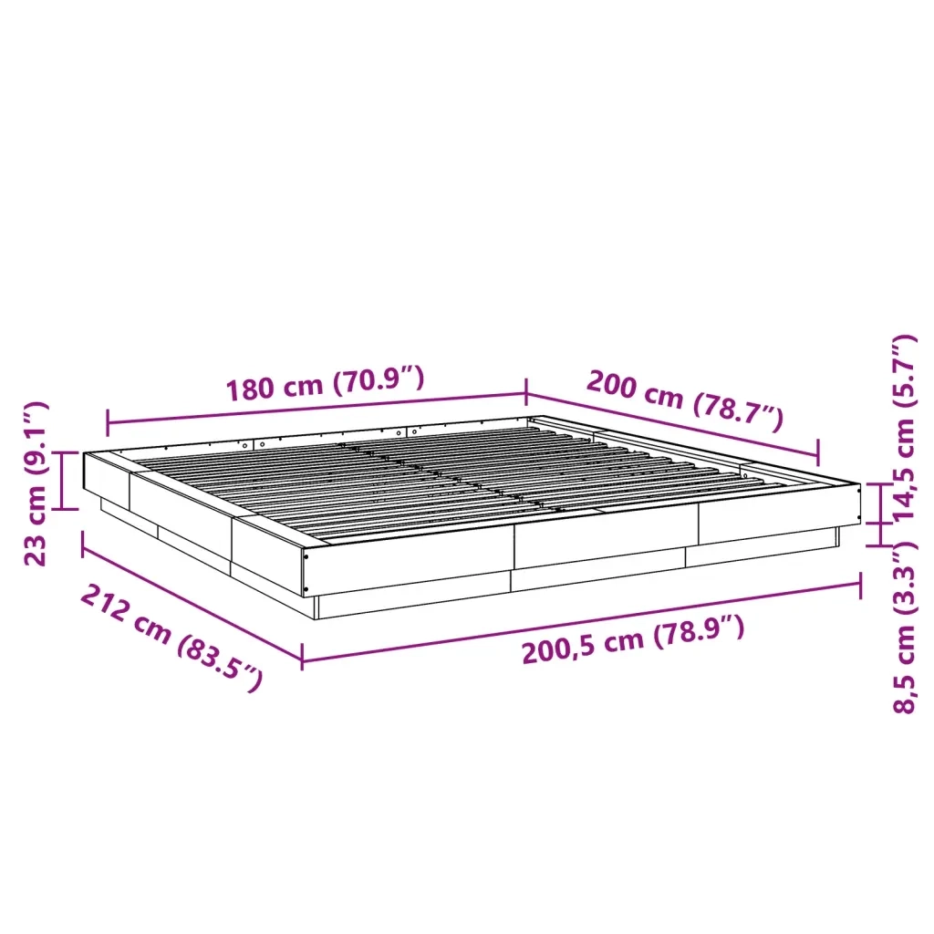 Letto matrimoniale | Letto per adulti | Giroletto Bianco 180x200 cm in Legno Multistrato