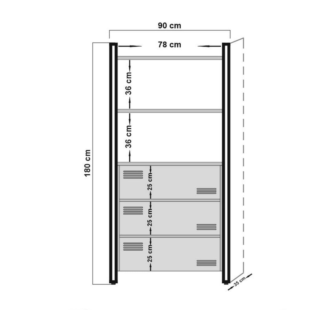 Biblioteca Podul, Libreria 2 Ripiani, 90x35x180h cm Marrone Quercia