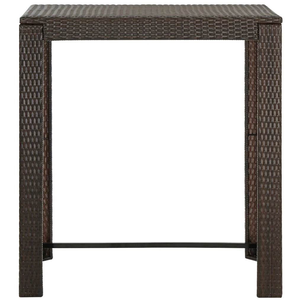 Set da bar da giardino composto da 5 pezzi con braccioli in resina intrecciata marrone 02_0014486