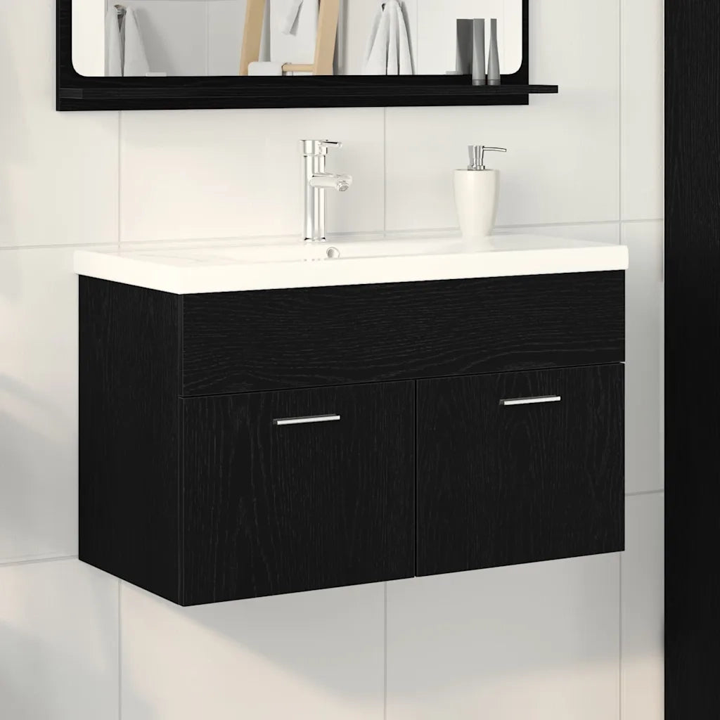 Mobile da Bagno Rovere Nero 80 x 38,5 x 46 cm Legno multistrato 3333139