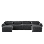 Divano Modulare ad Angolo con Poggiapiedi Collegabile e Base Antiscivolo; in Peluche; Grigio