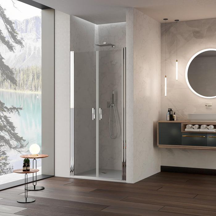 Porta Parete Doccia 70 cm 2 Ante Saloon in Cristallo Trasparente 6mm H195 Bonussi Julia