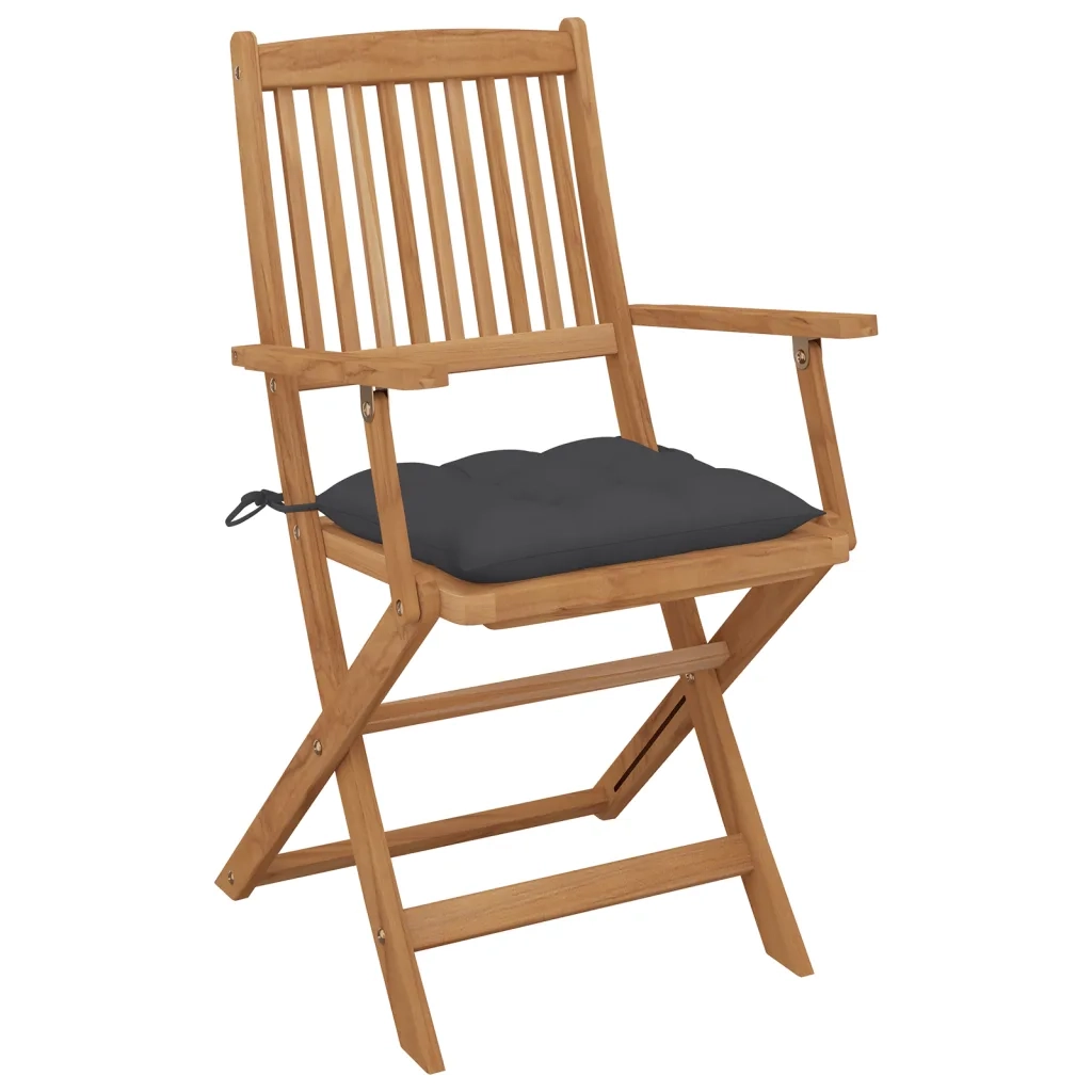Sedie da Giardino Pieghevoli 8 pz con Cuscini Massello Acacia 3074982