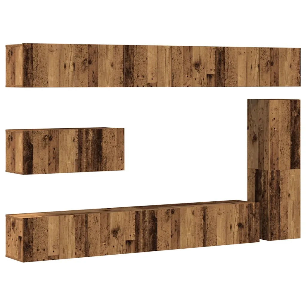 vidaXL Set Mobile TV 7 pz Montato a Parete Legno Antico in Truciolato