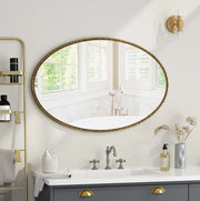 Specchio ovale da parete 110x75x11.5 cm; montaggio verticale e orizzontale; in vetro; oro