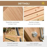 Dondolo Sospeso 3 Posti, Dondolo in Legno per Giardino o Terrazzo con Tavolino Pieghevole e Portabicchieri