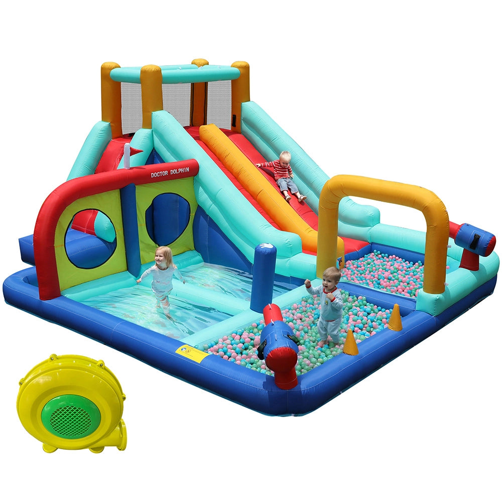 Set da gioco per bambini - Xylo - Scivolo doppio, pistole ad acqua, parete per arrampicata