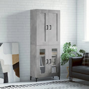 Credenza-Buffet-Armadio da cucina Grigio Cemento 69,5x34x180 cm in Legno Multistrato 863132