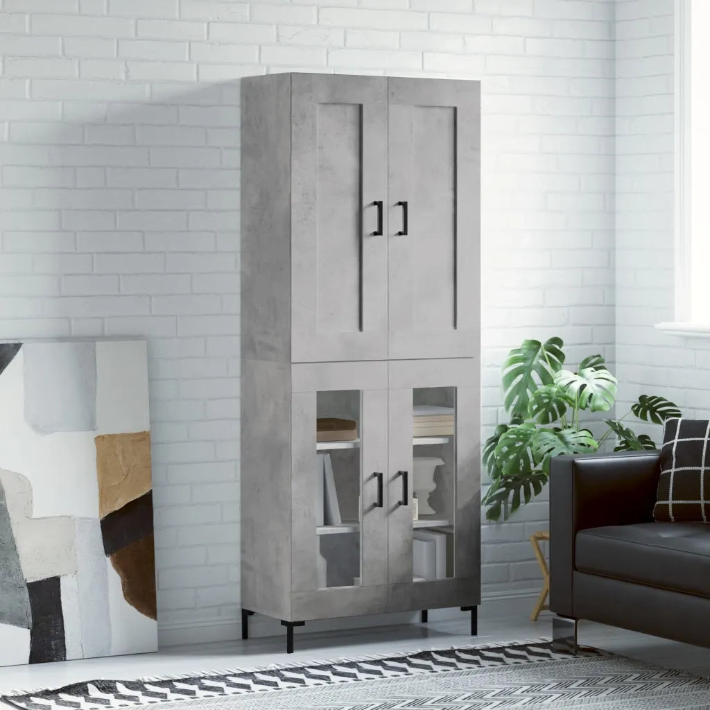 Credenza-Buffet-Armadio da cucina Grigio Cemento 69,5x34x180 cm in Legno Multistrato 863132