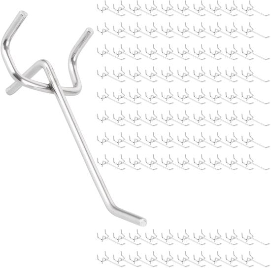 Gatenwandhaken in acciaio inossidabile da 100 pezzi - Gereedschapswandhaken - Steekbordhaken - 10 cm - Alta resistenza al carico