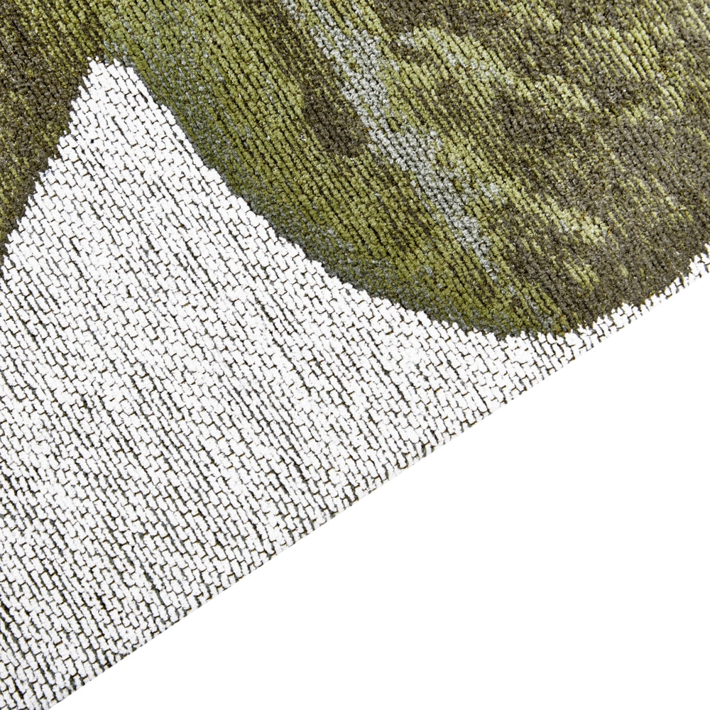 Tappeto verde in cotone con motivo a foglie  per soggiorno 140 x 200 cm Rustico Boho