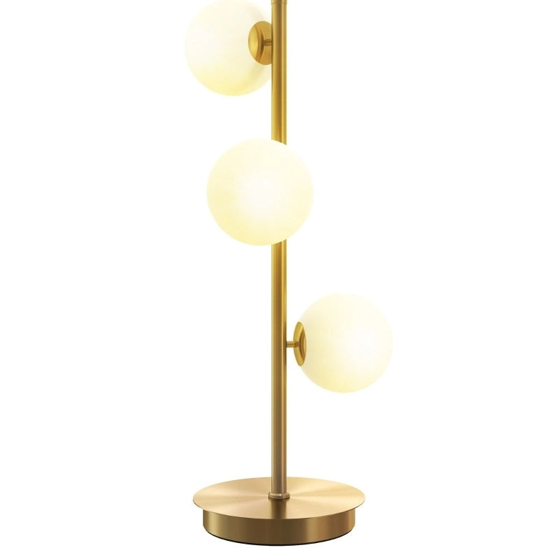 Lampada da tavolo 24x24x53 cm finitura ottone, 3 sfere, per camera –