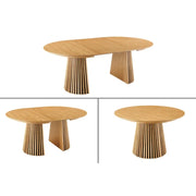Tavolo rotondo allungabile KANOVA 120 a 160 a 200 cm in finitura rovere chiaro