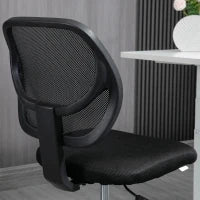 Sedia da Ufficio con Seduta Alta in Tessuto, Poggiapiedi, Altezza Regolabile 50-70 cm, Girevole 360°, Nero