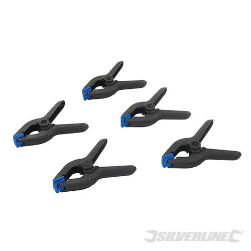 Pinza morsetto a molla 5Pz in plastica laboratorio magazzino Silverline Prezzo - lunghezza 65 mm/capacità morsa 30 mm