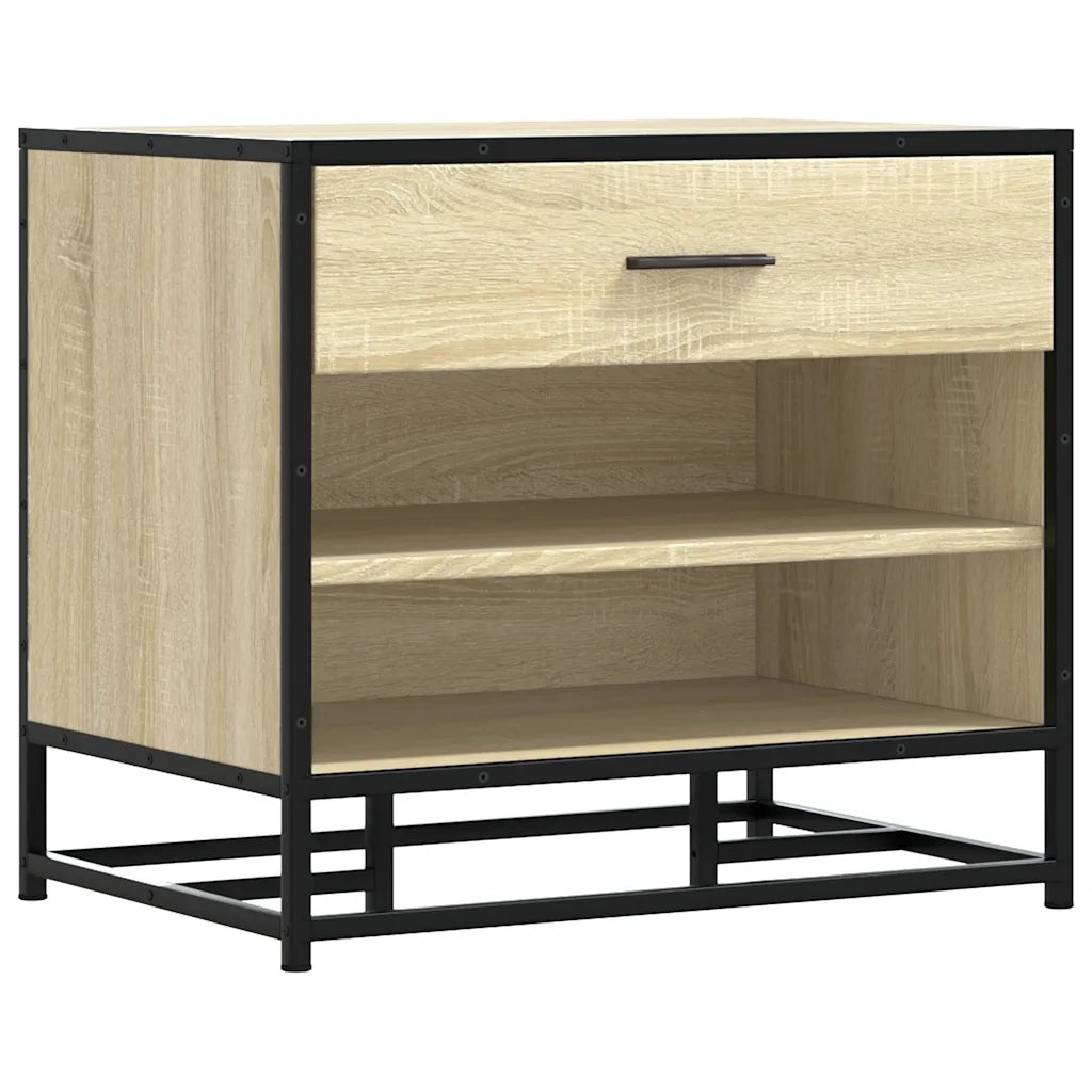 vidaXL Panca Portaoggetti Rovere Sonoma Legno Multistrato e Metallo