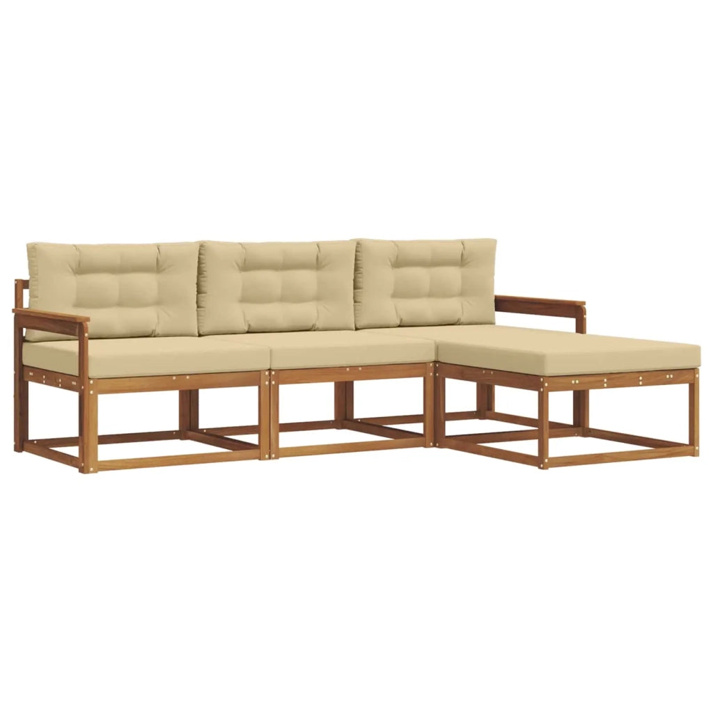 Set di divani da esterno con cuscino 4 pcs Naturale e Beige