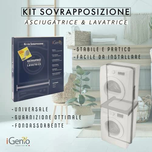 IGenio 997 Kit Sovrapposizione Colonna Lavatrice Asciugatrice Universale 60x60 cm Poliuretano colore Antracite