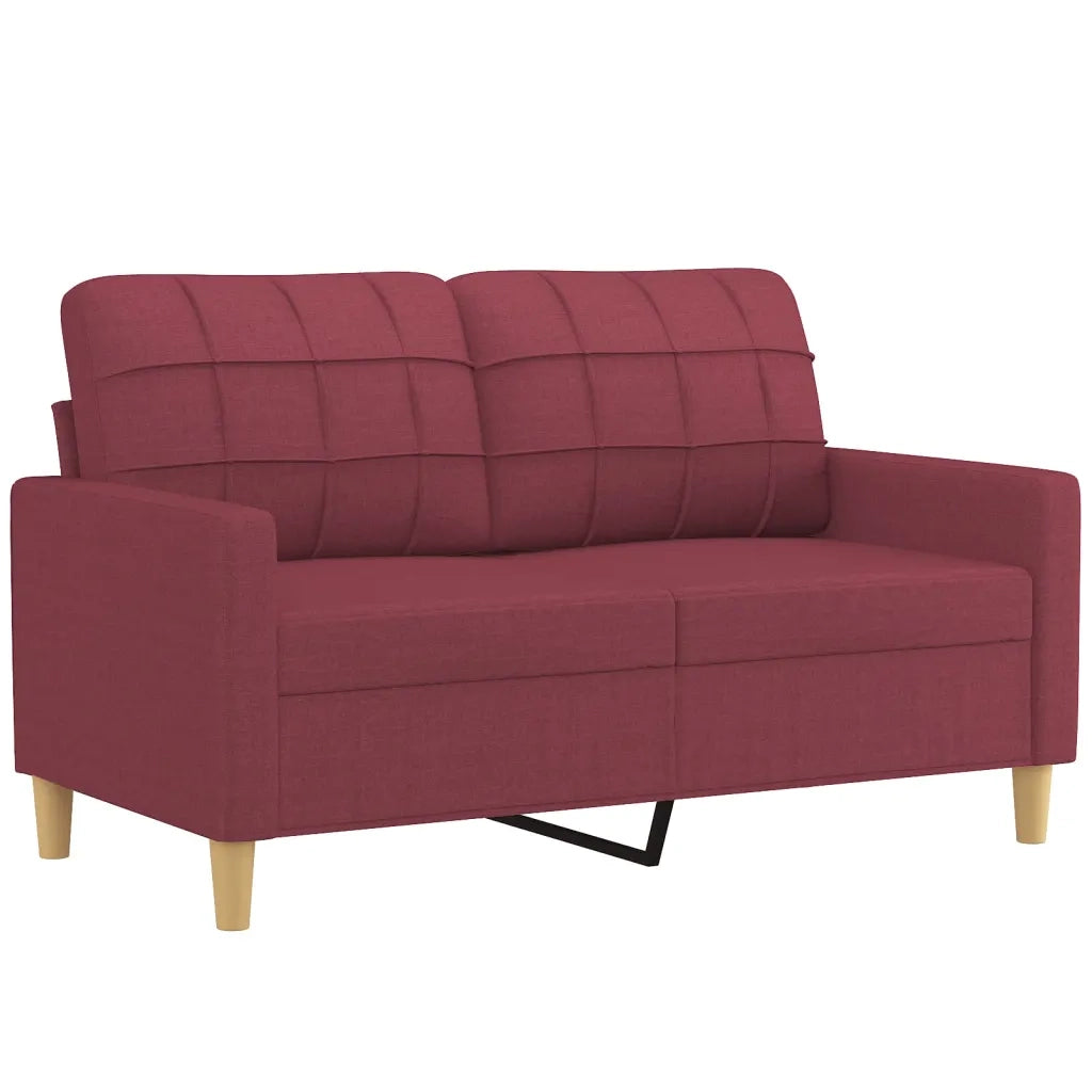 Set di Divani 4 pz con Cuscini Rosso Vino in Tessuto