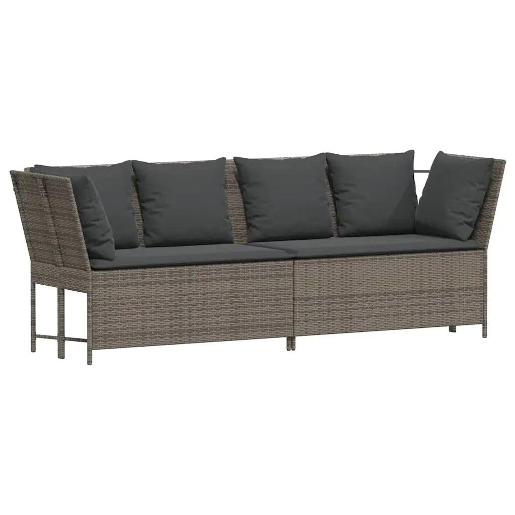 Divano da Giardino con Cuscini in Polyrattan Grigio 4104124