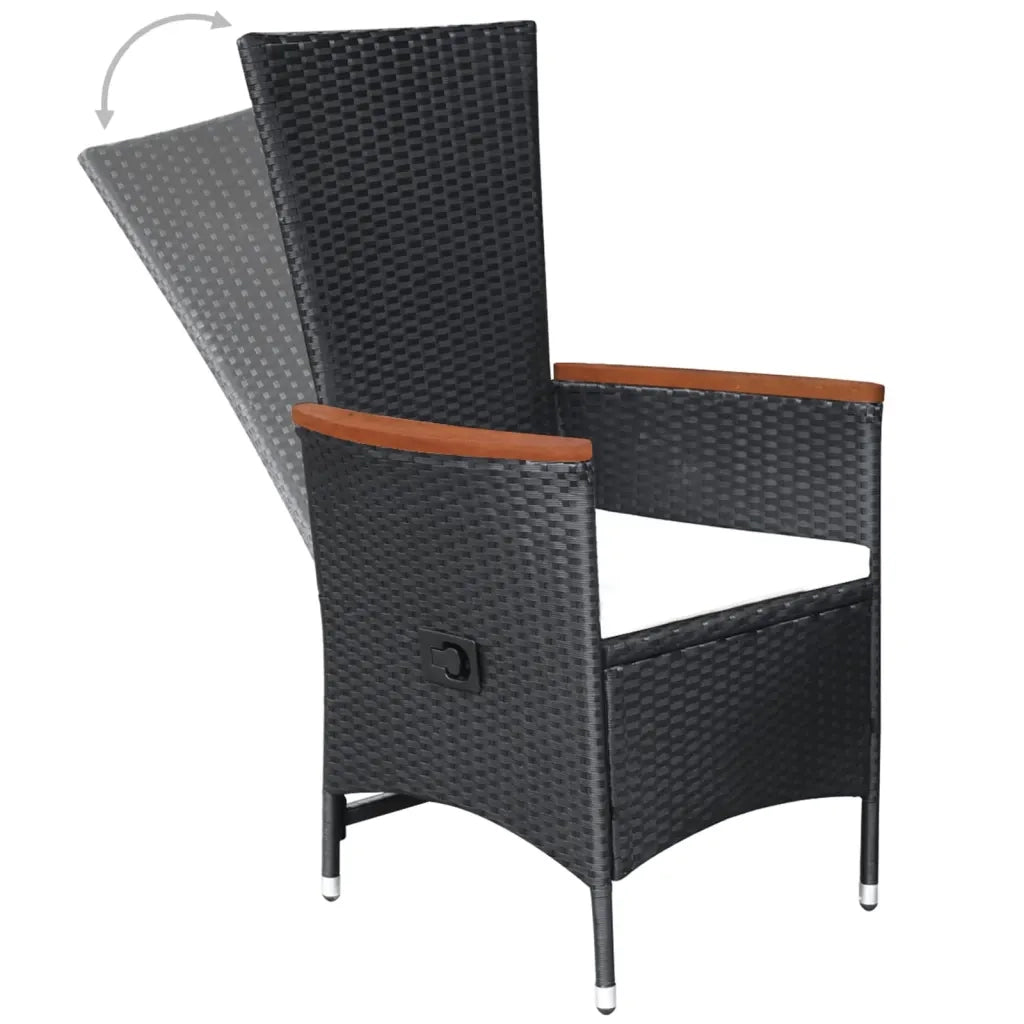 Set Mobili da Pranzo per Giardino 7 pz in Polyrattan Nero cod mxl 36988