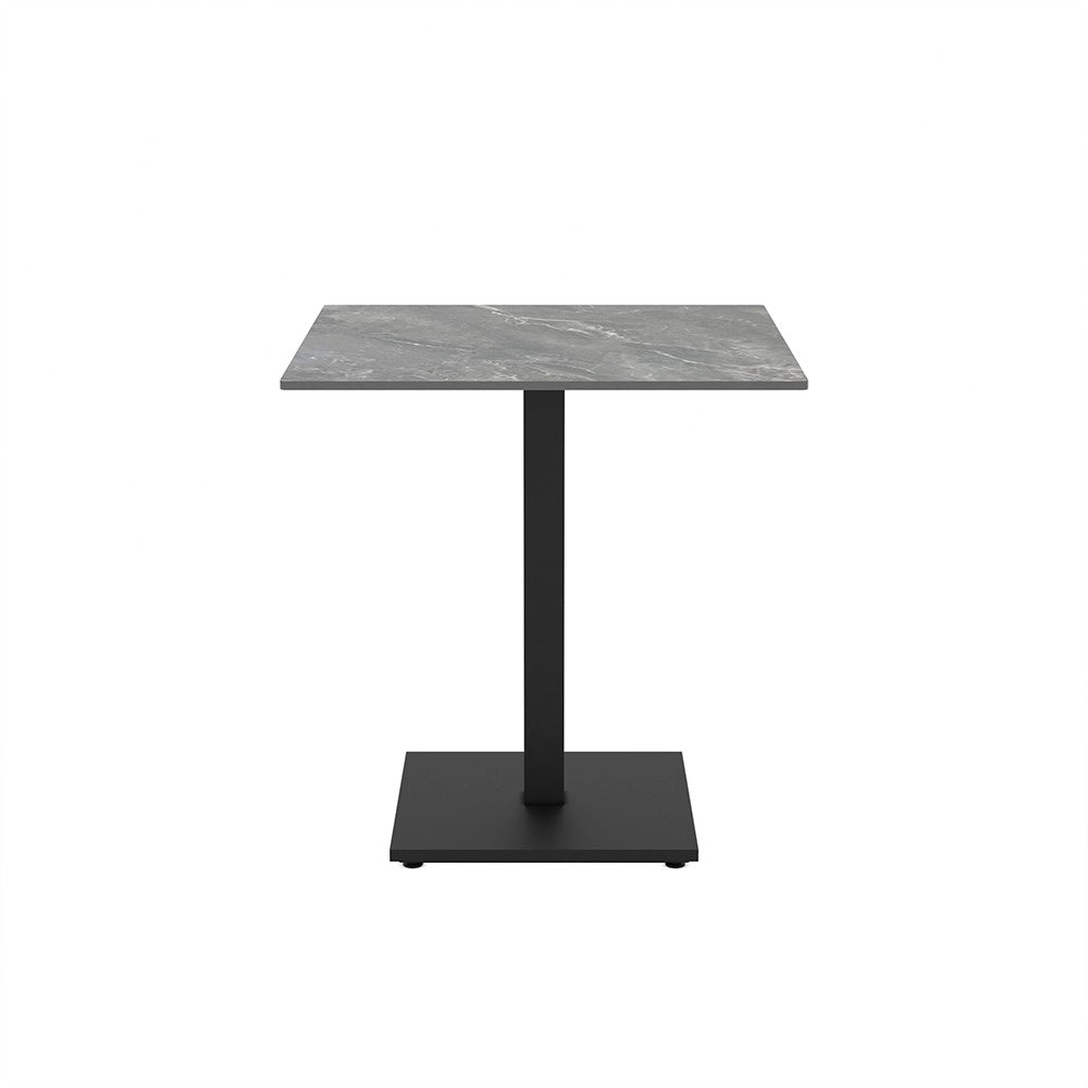 Tavolo quadrato Elora 70x70 con piano in ceramica effetto marmo grigio e struttura nera set 2 pz