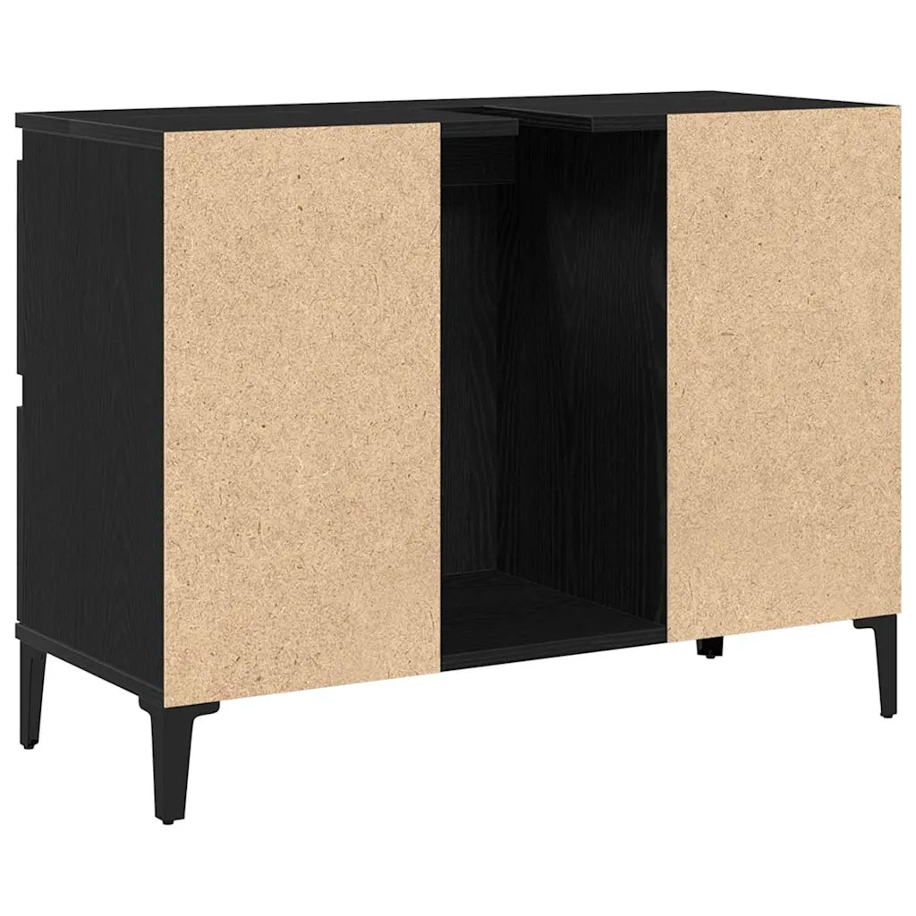 Armadio per Lavabo da Bagno Rovere Nero 80 x 33 x 60 cm 862814