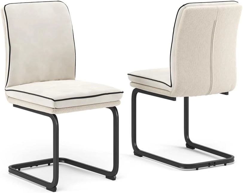 Sedia a sbalzo Eleganza, Beige, Set di 2, con struttura in metallo e piedini antiscivolo salva-pavimento