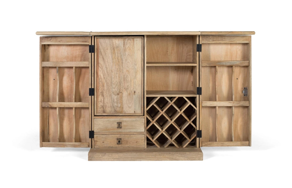 Mobile bar con 2 ante in legno di mango.