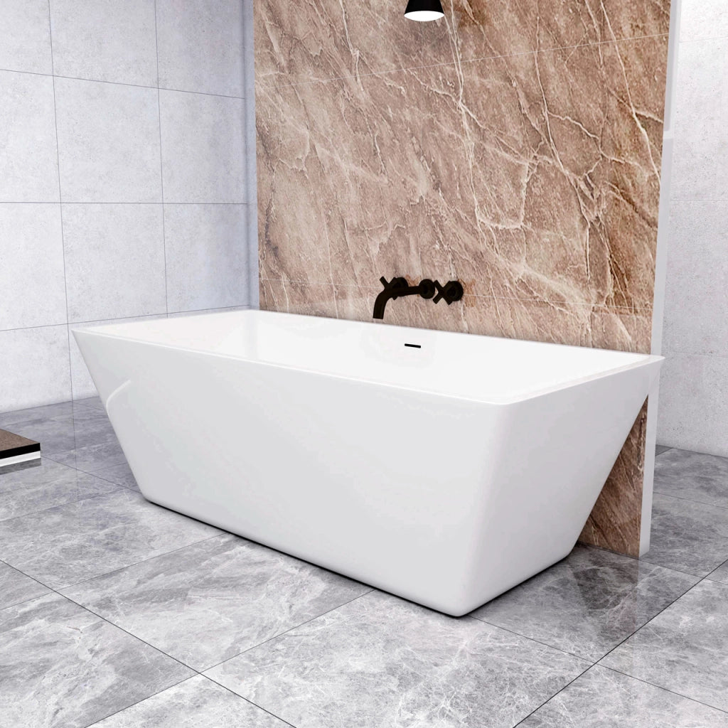 Vasca da Bagno a Isola 150x72x56 cm Vasca da Bagno Freestanding in Acrilico Bianco Rettangolare